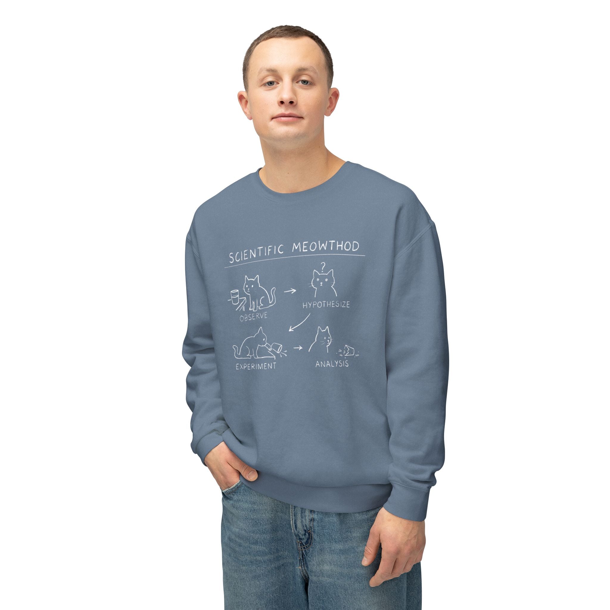 Scientific Meowthod Sweatshirt - Cute Cat Science Diagram Crewneck