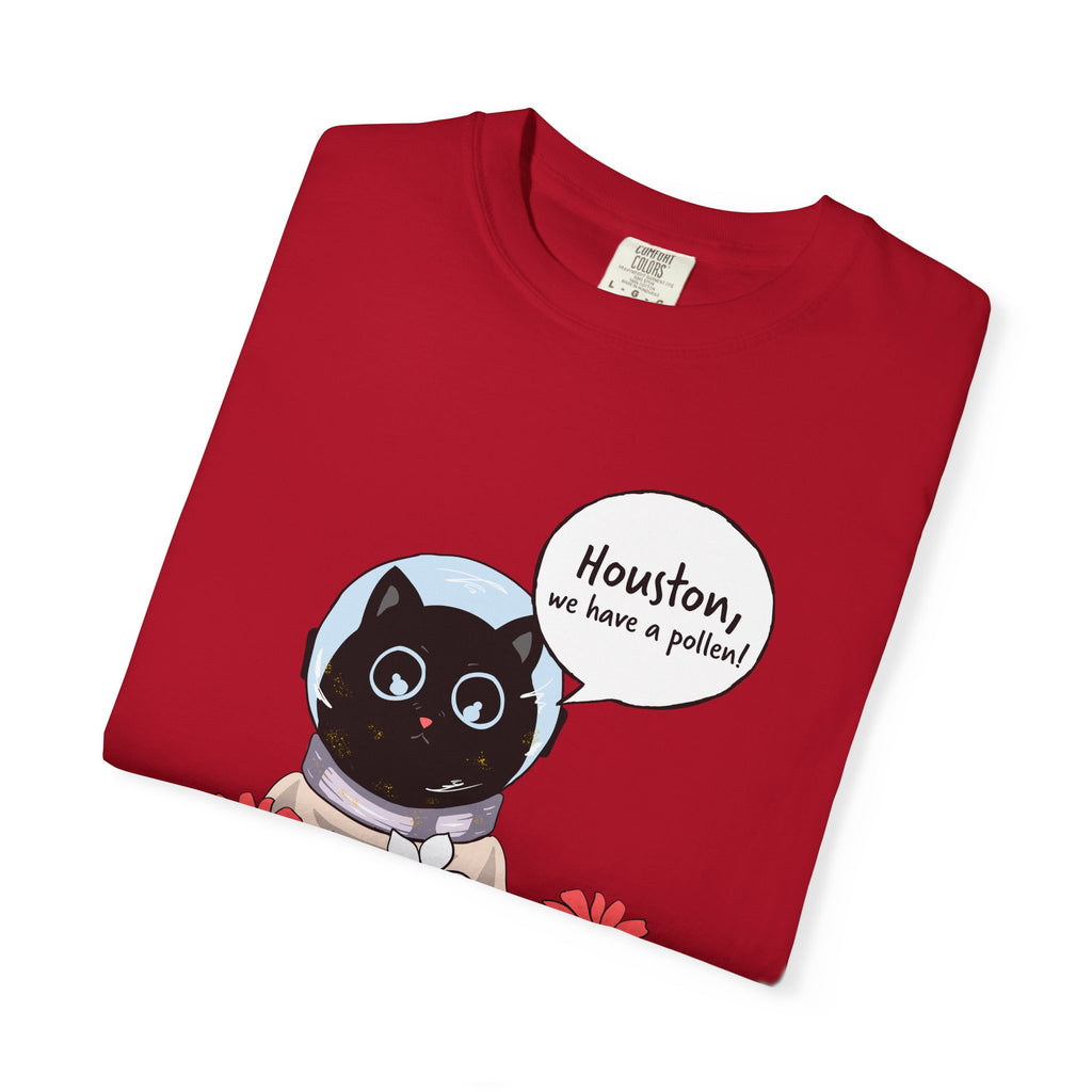 Houston We Have A Pollen Shirt - Funny Cat Astronaut Tee | Allergy Season Gift