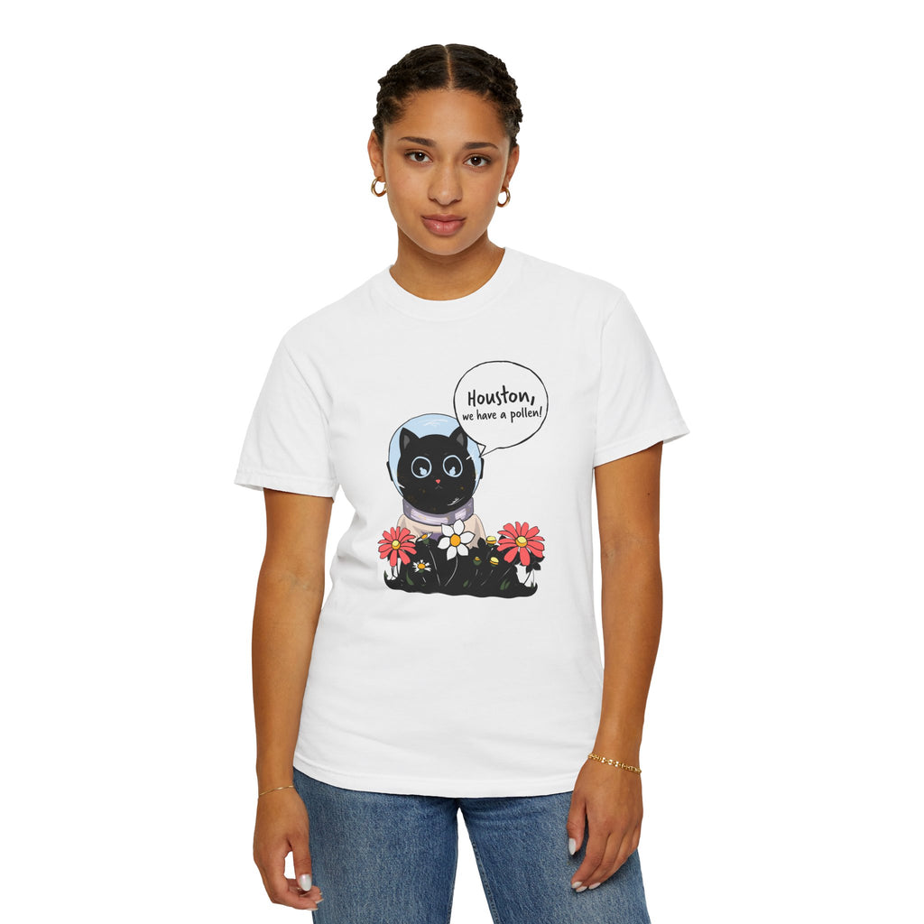 Houston We Have A Pollen Shirt - Funny Cat Astronaut Tee | Allergy Season Gift