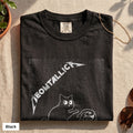 Metal cat and snake graphic tee, Comfort Colors 1717 in Black, folded flat lay