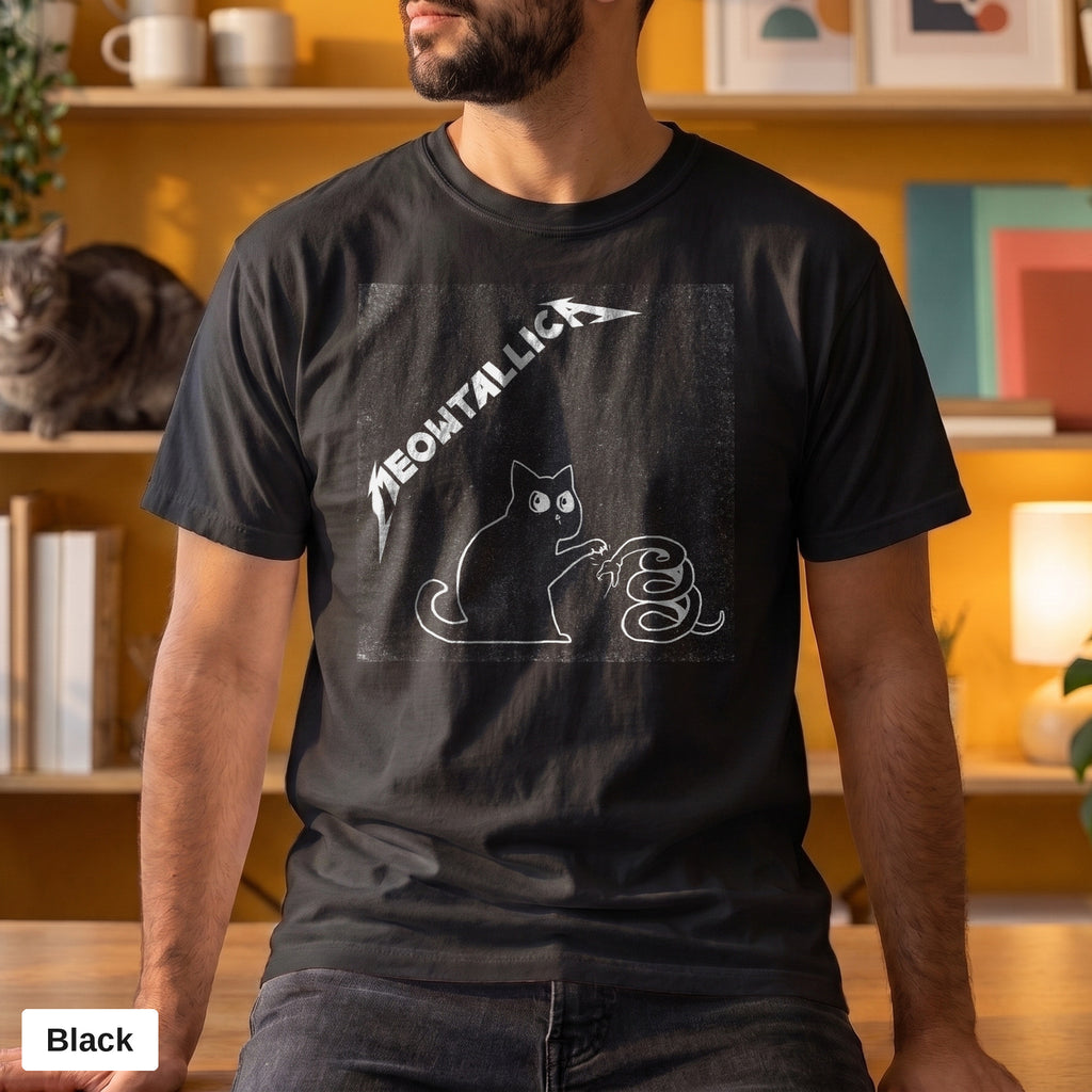 Metal cat and snake graphic tee, Comfort Colors 1717 in Black, worn
